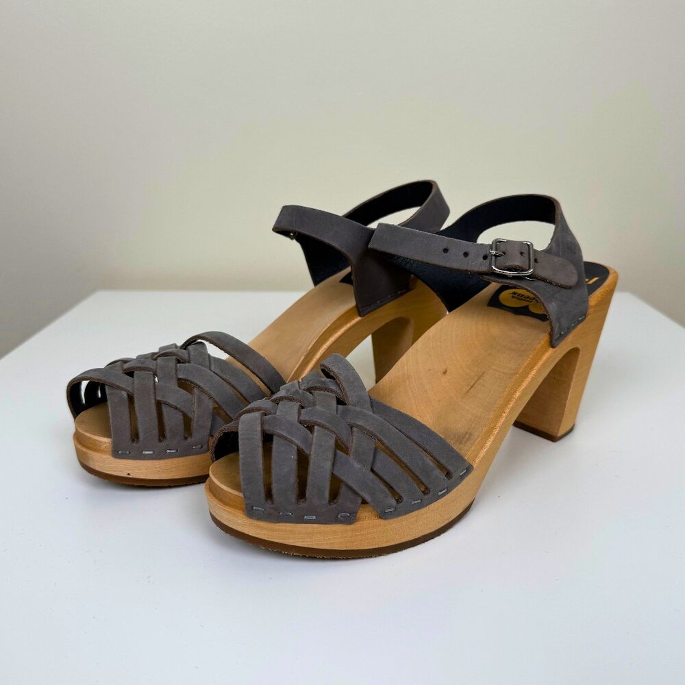 Swedish Hasbeens Gray Clog Sandals | Size 40 - image 1